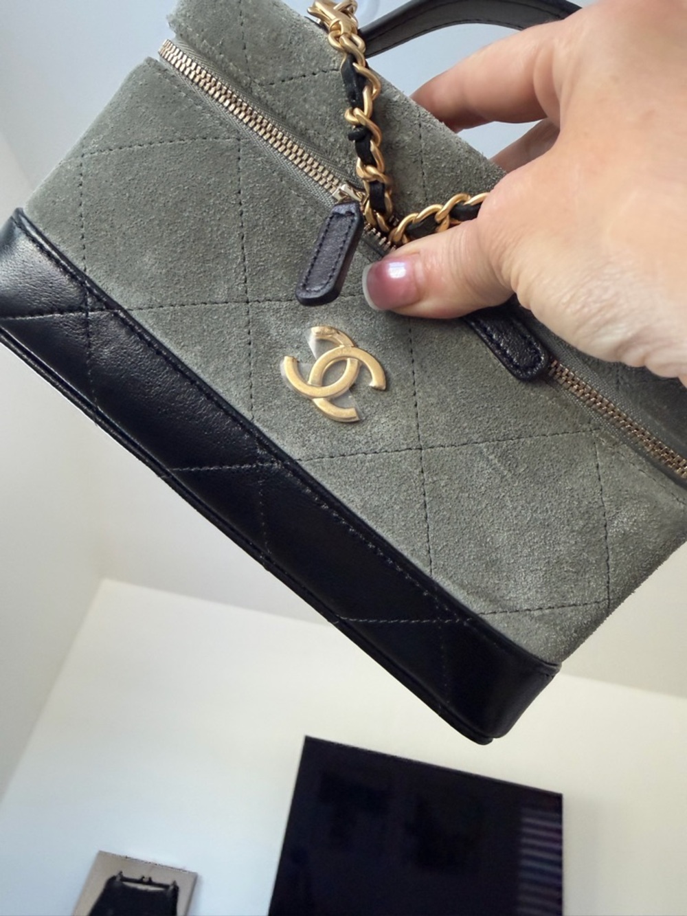 Authentic CHANEL Olive Green Suede & black 🫶🏽 Brand new in box